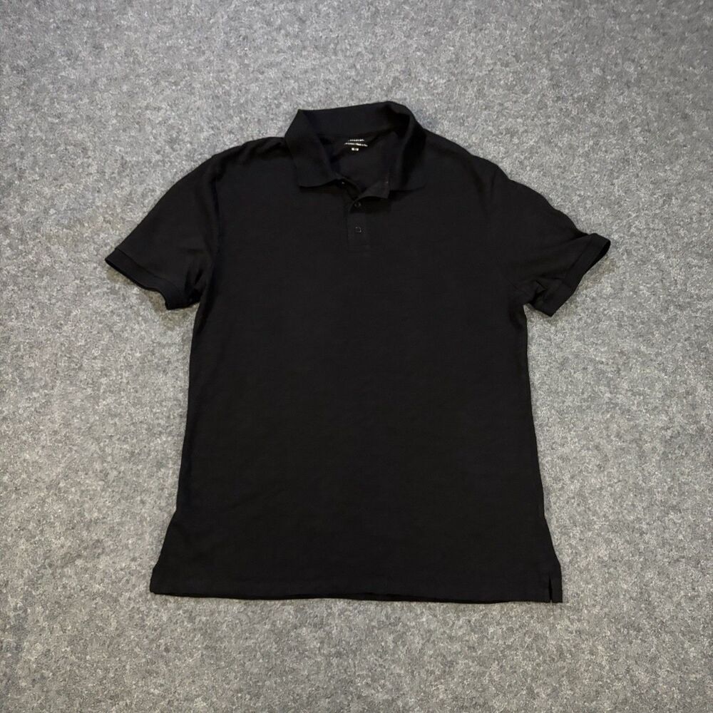 Vince Polo Shirt Mens Medium Cotton Short Sleeve Solid Black